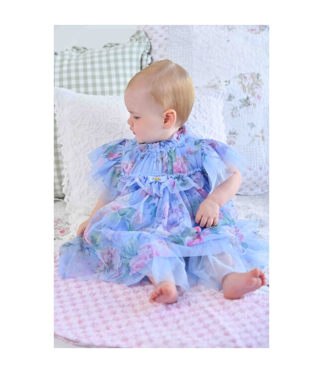 Angels Face WENDY GARDEN FLOWER TULLE BABY DRESS PRETTY BLUE