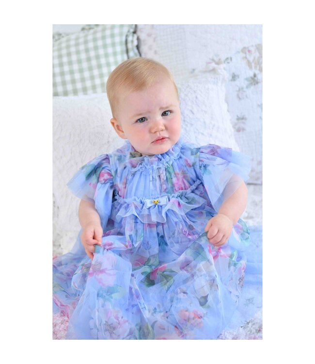 Angels Face WENDY GARDEN FLOWER TULLE BABY DRESS PRETTY BLUE