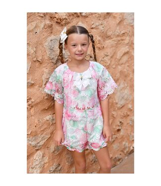 Angels Face MARIA MIX PRINTED LACE TOP + SARAH MIX PRINTED LACE SHORTS SNOWDROP/MIX