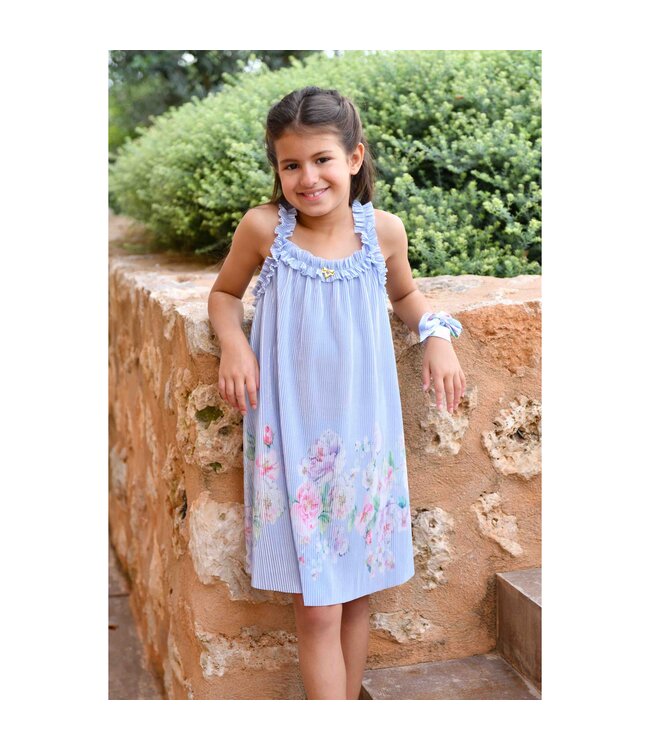 Angels Face FORTUNA BORDER PRINT PLEATED DRESS PRETTY BLUE