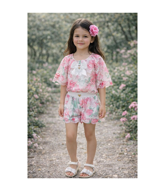 Angels Face MARIA MIX PRINTED LACE TOP + SARAH MIX PRINTED LACE SHORTS SNOWDROP/MIX