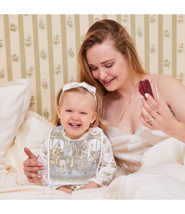 Atelier Choux Carre & Satin Bib Set - Carousel Blue