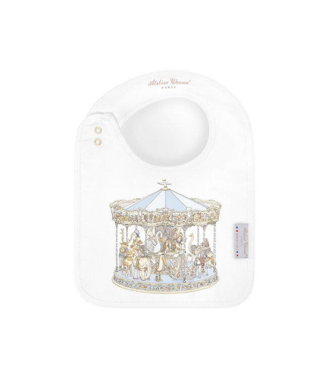 Atelier Choux Carre & Satin Bib Set - Carousel Blue