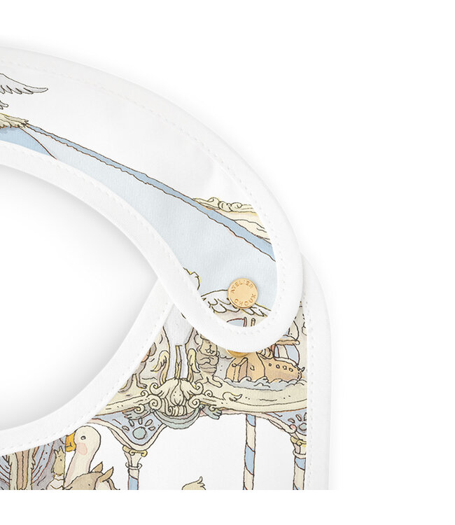 Atelier Choux Carre & Satin Bib Set - Carousel Blue