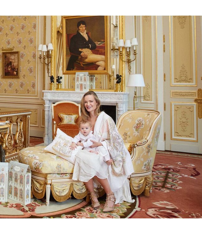 Atelier Choux Carre & Satin Bib Set - Carousel Pink