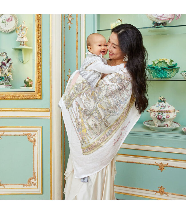 Atelier Choux Carre & Satin Bib Set - Carousel Pink