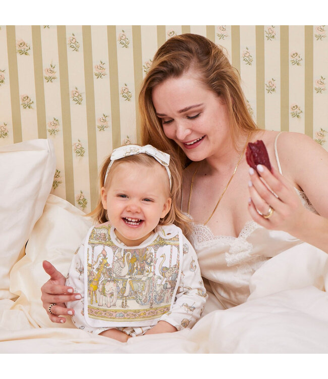 Atelier Choux Carre & Satin Bib Set - Carousel Pink