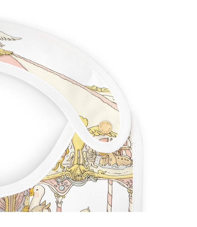 Atelier Choux Carre & Satin Bib Set - Carousel Pink