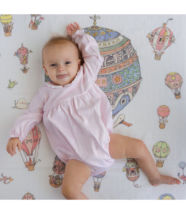 Atelier Choux Carre & Satin Bib Set - Hot Air Balloons