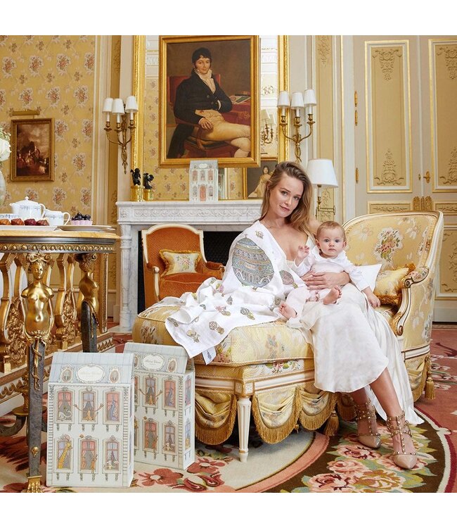 Atelier Choux Carre & Satin Bib Set - Hot Air Balloons