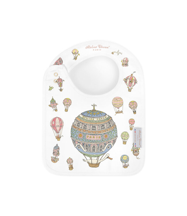Atelier Choux Carre & Satin Bib Set - Hot Air Balloons
