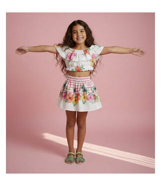 Monnalisa TOP + GONNA POPELINE ST.HIBISCUS 11H310_8656_0099
