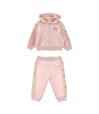 Monnalisa FELPA APERTA FIOCCO E ROS + PANTALONI 39H801_8006_094F