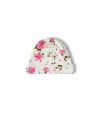 Miss Blumarine CAPPELLO IN JERSEY STAMPA ROSE LOGO STRASS BEIGE/ROSA