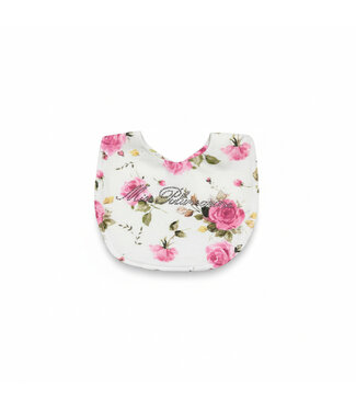 Miss Blumarine BAVETTA IN JERSEY STAMPA ROSE CON LOGO STRASS BEIGE/ROSA