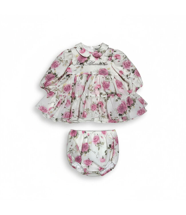 Miss Blumarine ABITO E CULOTTE IN GEORGETTE STAMPA FIORI BEIGE/ROSA