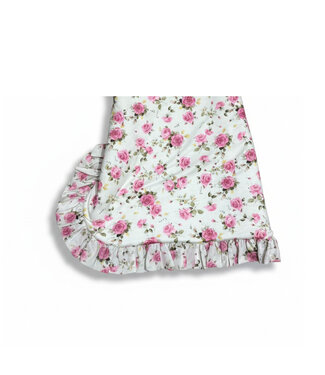 Miss Blumarine COPERTA IN JERSEY STAMPA ROSE E ROUCHE LOGO STRASS BEIGE/ROSA