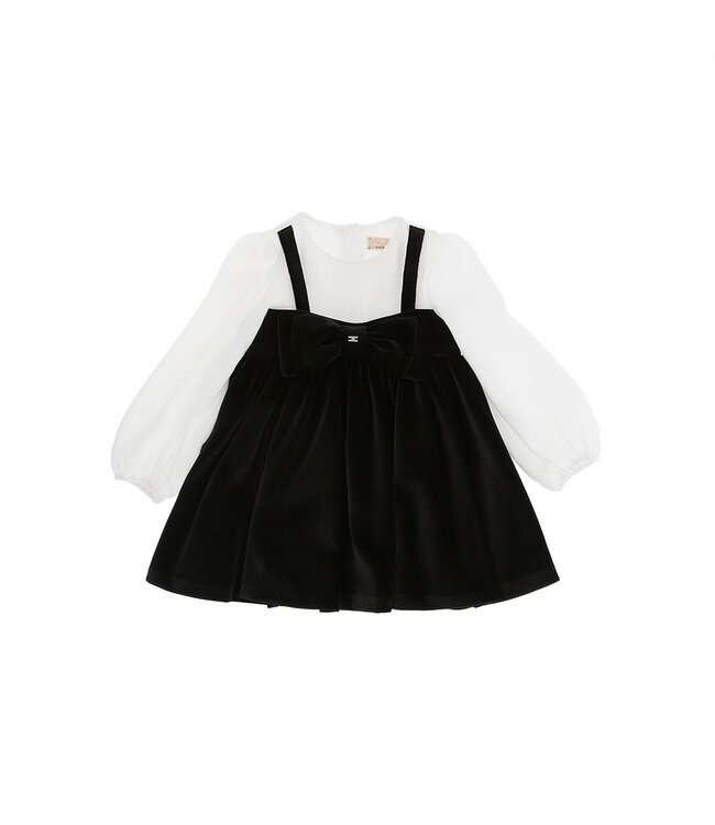 Elisabetta Franchi ABITO VELLUTO CON FIOCCO NERO/MILK