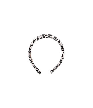 Elisabetta Franchi CERCHIETTO PER CAPELLI IN CREPE STAMPA LOGO MARSHMALLOW/NERO