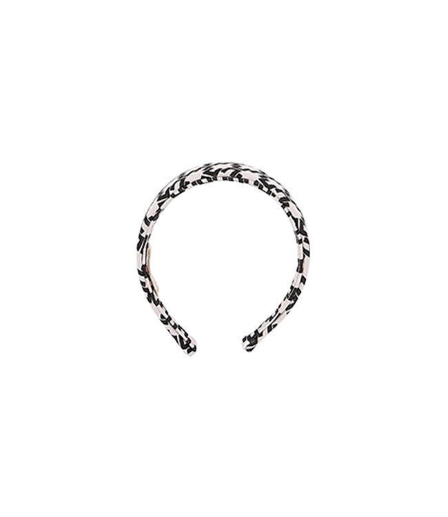 Elisabetta Franchi CERCHIETTO PER CAPELLI IN CREPE STAMPA LOGO MARSHMALLOW/NERO