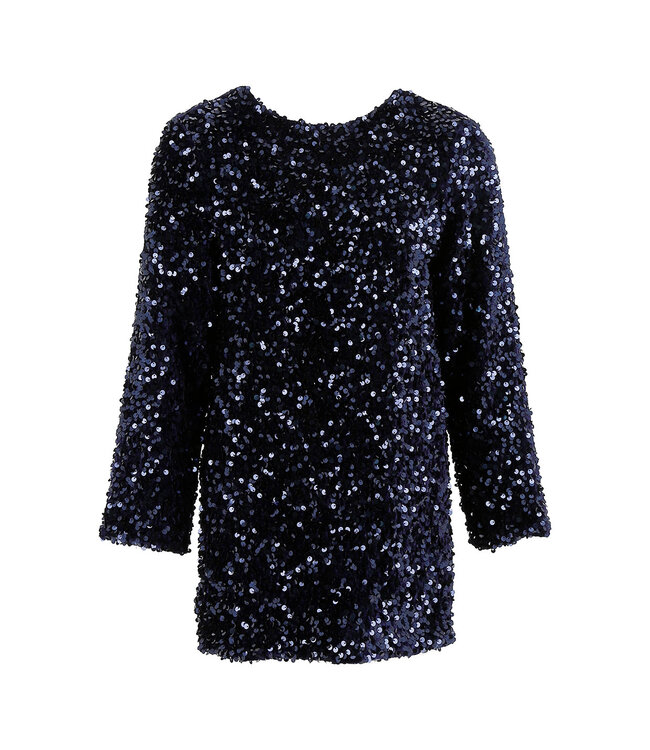 Elisabetta Franchi ABITO IN PAILLETTES CON FIOCCO DIETRO BLU/NERO