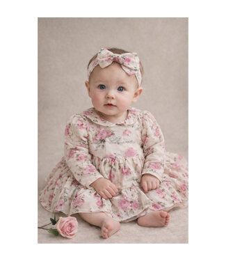 Miss Blumarine ABITO E CULOTTE IN GEORGETTE STAMPA FIORI BEIGE/ROSA