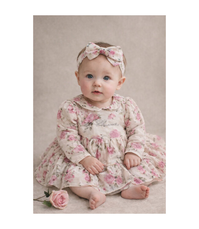 Miss Blumarine ABITO E CULOTTE IN GEORGETTE STAMPA FIORI BEIGE/ROSA