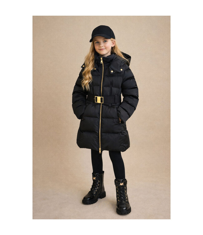 Elisabetta Franchi GIUBBOTTO LUNGO IN VELA SATIN CON CINTURA NERO