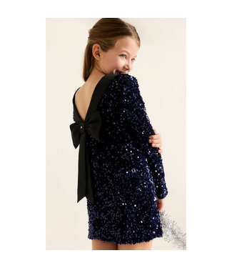 Elisabetta Franchi ABITO IN PAILLETTES CON FIOCCO DIETRO BLU/NERO