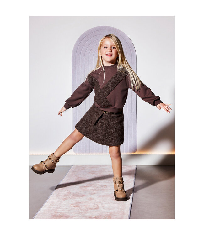 Abel & Lula Faux-shearling skirt 5526_007