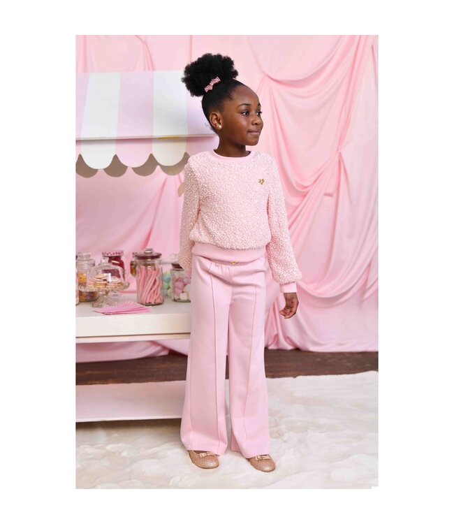 Angels Face GENEVIEVE BOUCLE SEQUIN TOP PINK + RISA BOOTLEG TROUSER PINK