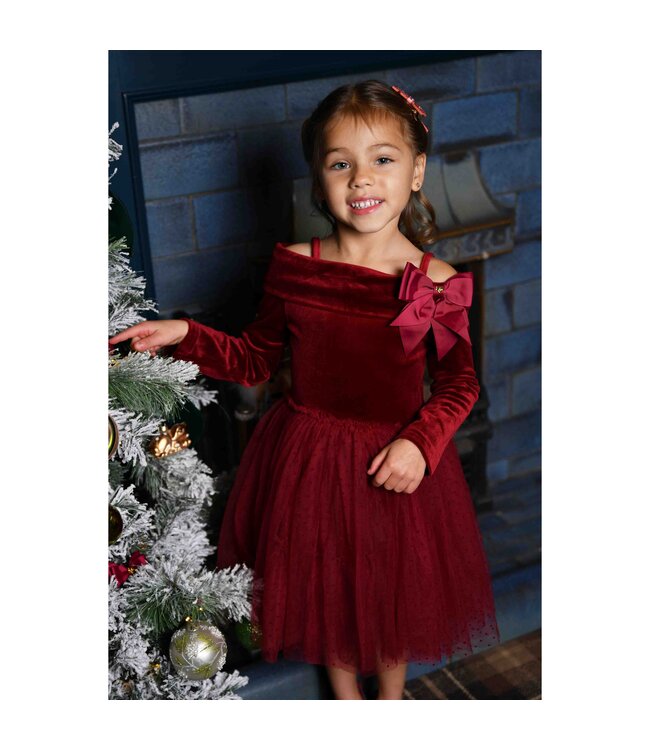 Angels Face HEPBURN VELOUR/TULLE TEA DRESS PORT
