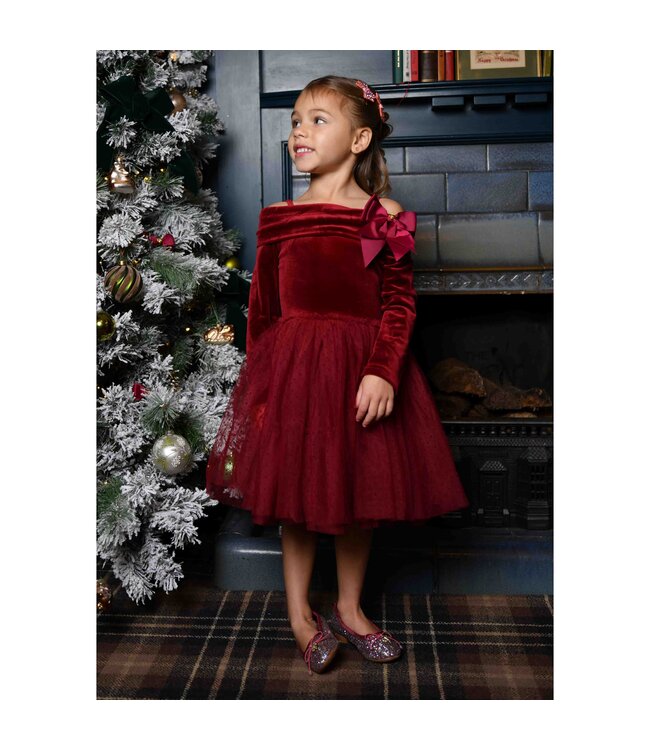 Angels Face HEPBURN VELOUR/TULLE TEA DRESS PORT
