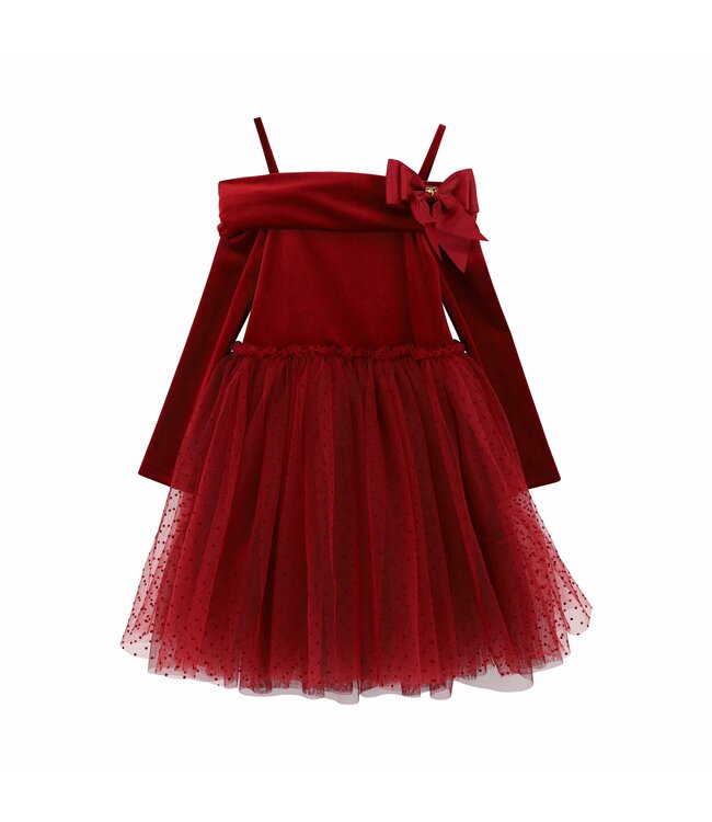 Angels Face HEPBURN VELOUR/TULLE TEA DRESS PORT