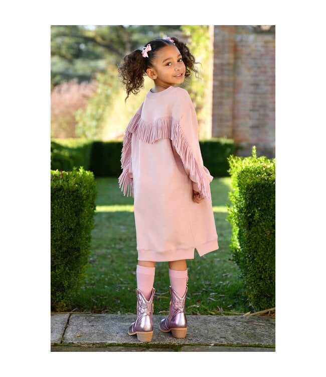 Angels Face JESSIE FRINGE DETAIL SWEAT DRESS VINTAGE ROSE