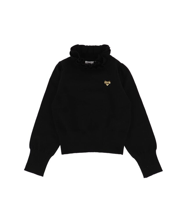 Angels Face RAFFY RUFFLE NECK KNITTED JUMPER BLACK