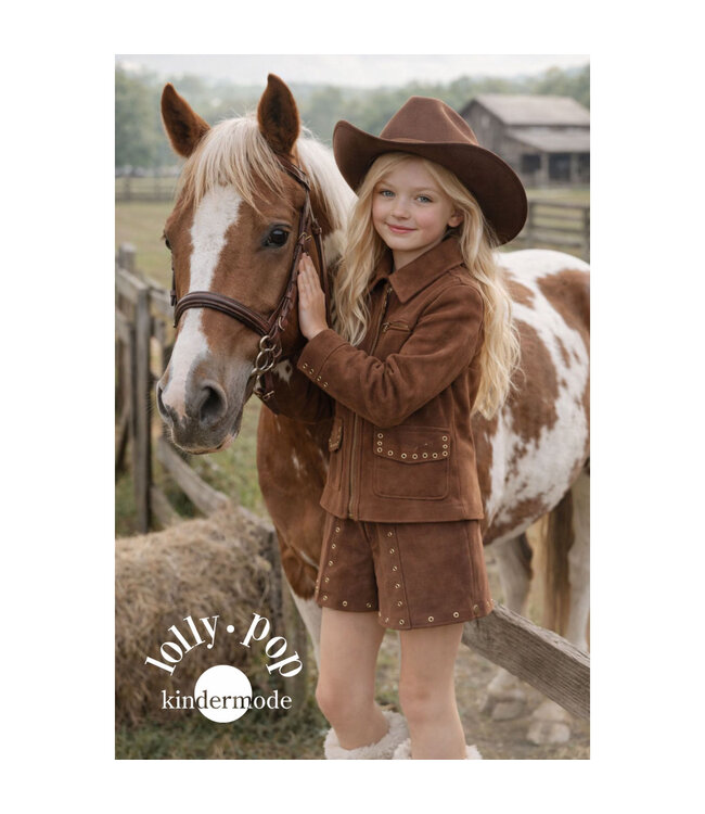 Mayoral Double-faced suede jacket + Faux-suede shorts 4409_090