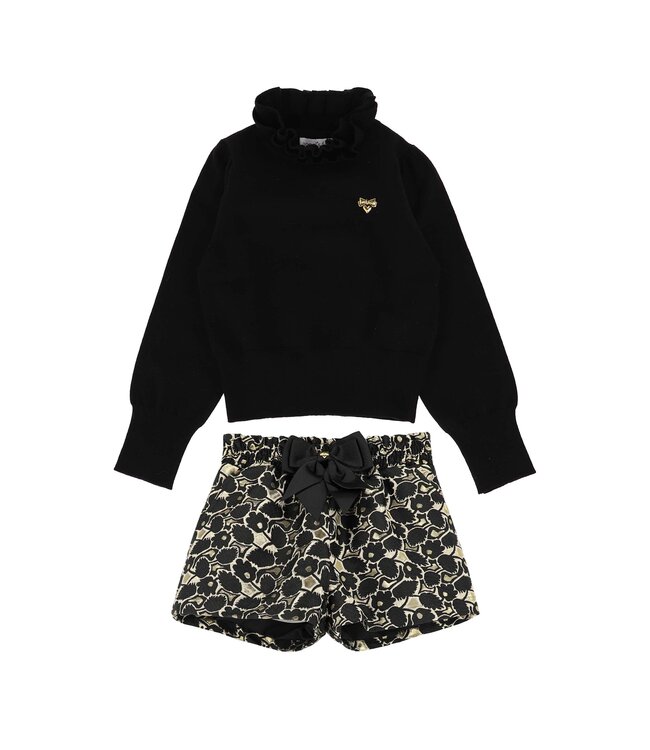 Angels Face RAFFY RUFFLE NECK KNITTED JUMPER BLACK