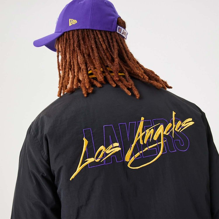 New Era LA Lakers NBA Script Bomber Jacket 'Black'