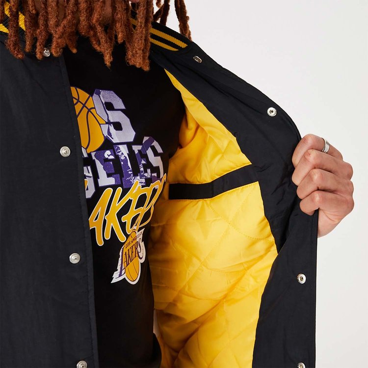 New Era LA Lakers NBA Script Bomber Jacket 'Black'