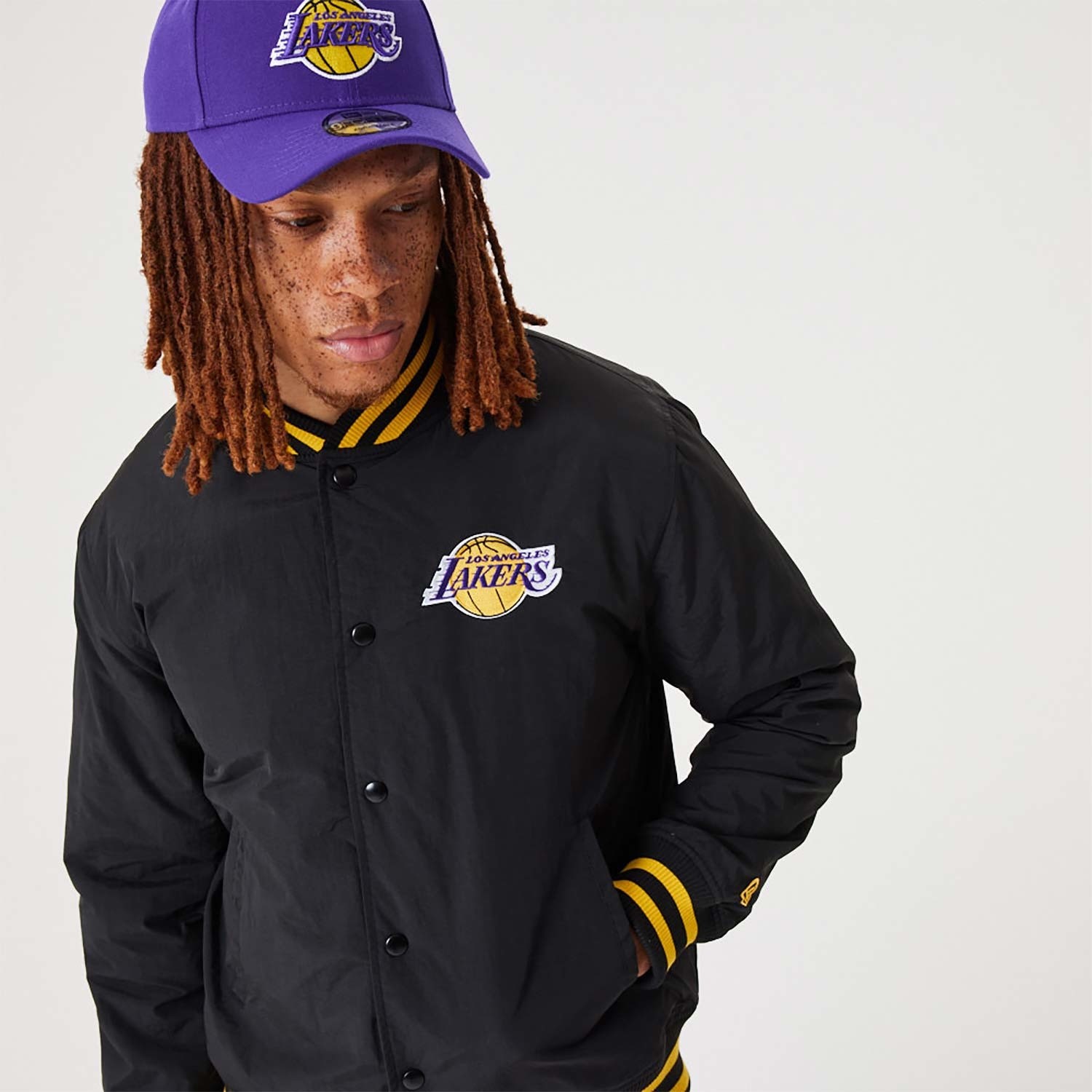 La Lakers NBA Script Black Full-Zip Hoodie New Era Cap Adult Unisex Black