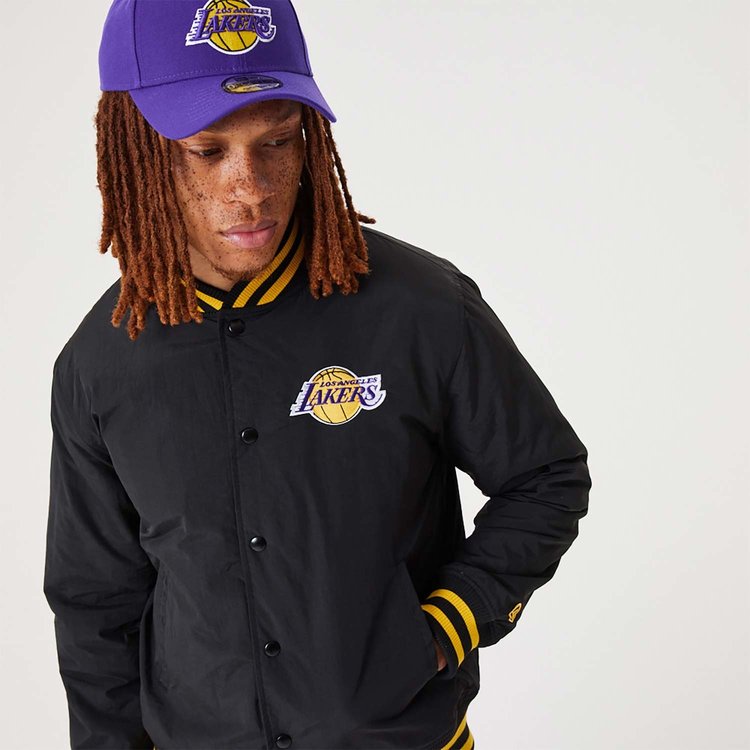 New Era LA Lakers NBA Script Bomber Jacket 'Black'
