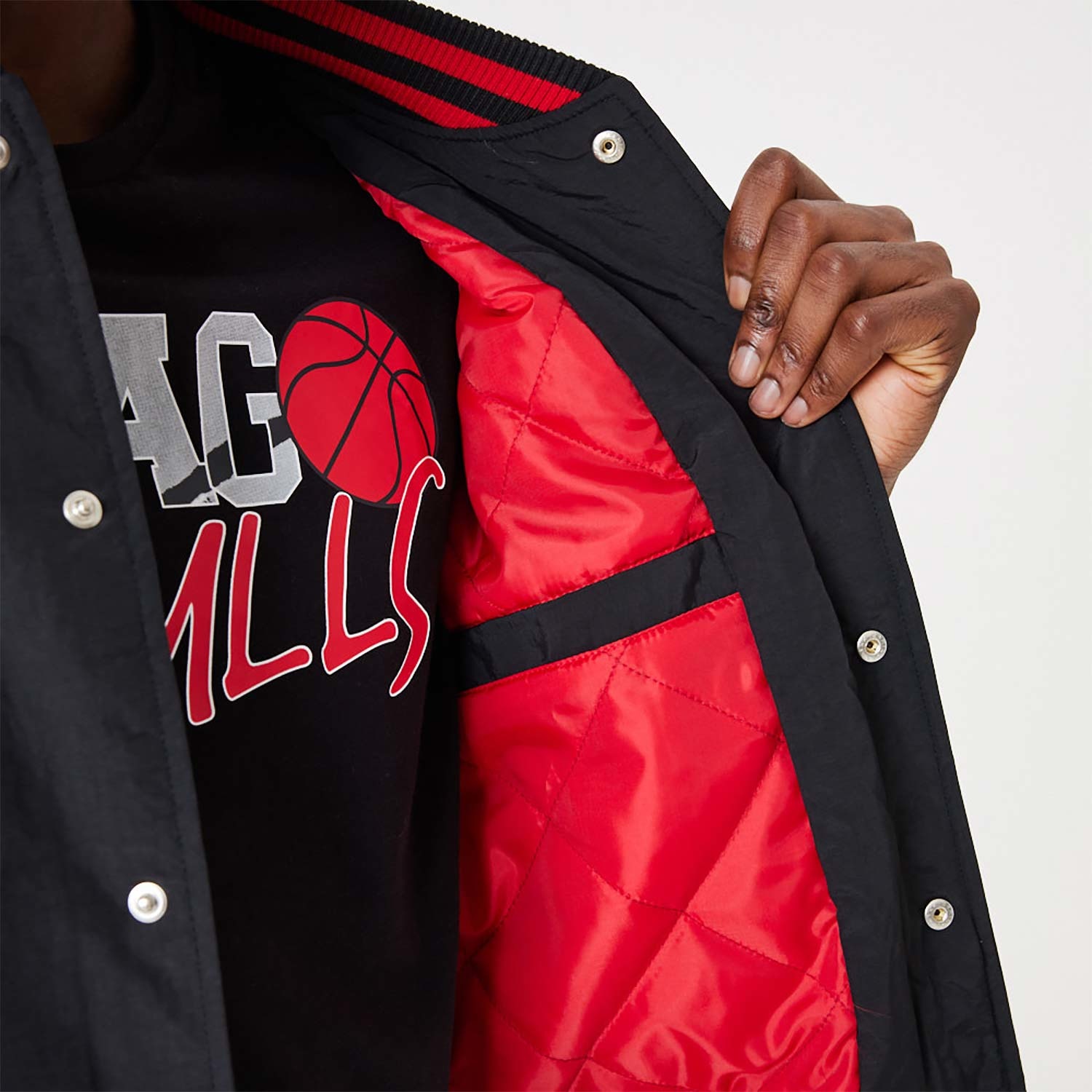 Jackets and Coats New Era Chicago Bulls NBA Script Bomber Jacket Black