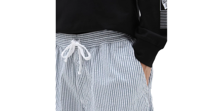 Range Seersucker Loose Waist Shorts 'White / Teal'