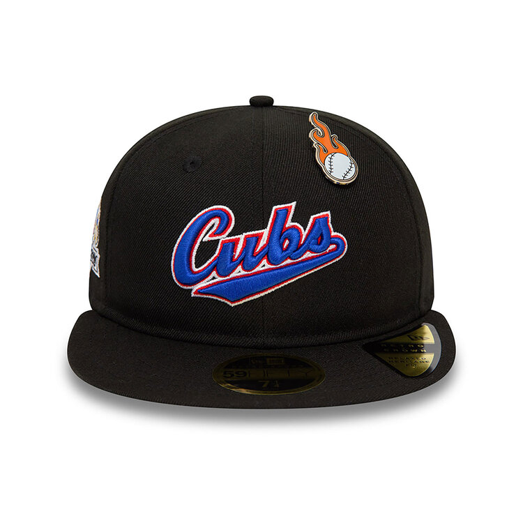 New Era Chicago Cubs MLB Cooperstown Pin Badge Black 59FIFTY Retro Crown Fitted Cap