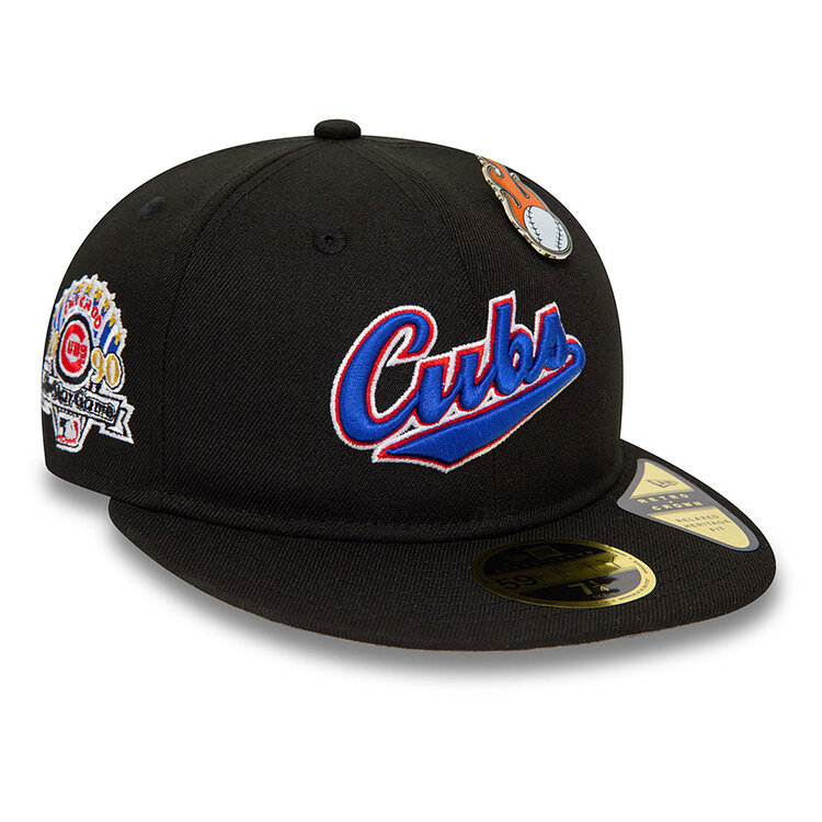 New Era Chicago Cubs MLB Cooperstown Pin Badge Black 59FIFTY Retro Crown Fitted Cap