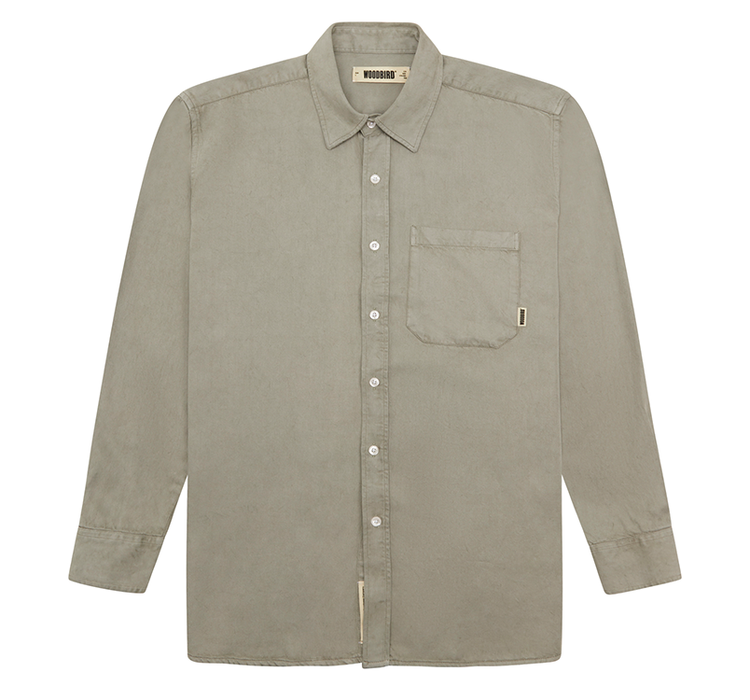Woodbird Yuzo Tencel Shirt 'Army Green'