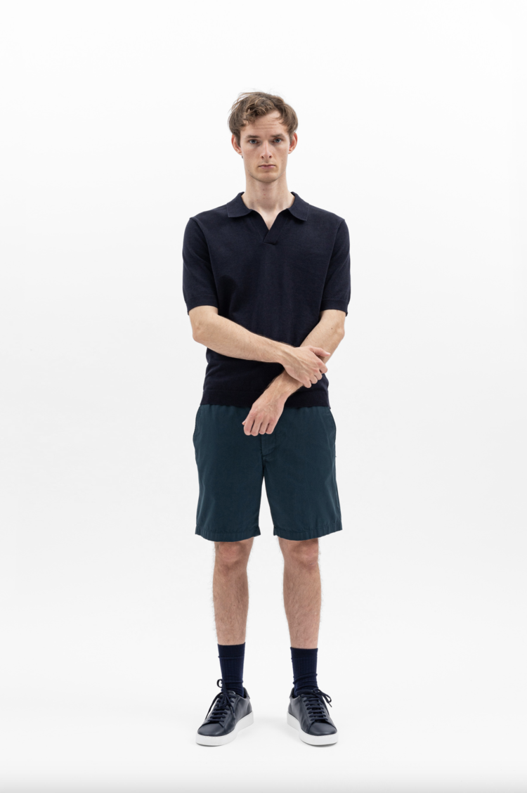 Norse Projects Leif Cotton Linen Polo 'Dark Navy'