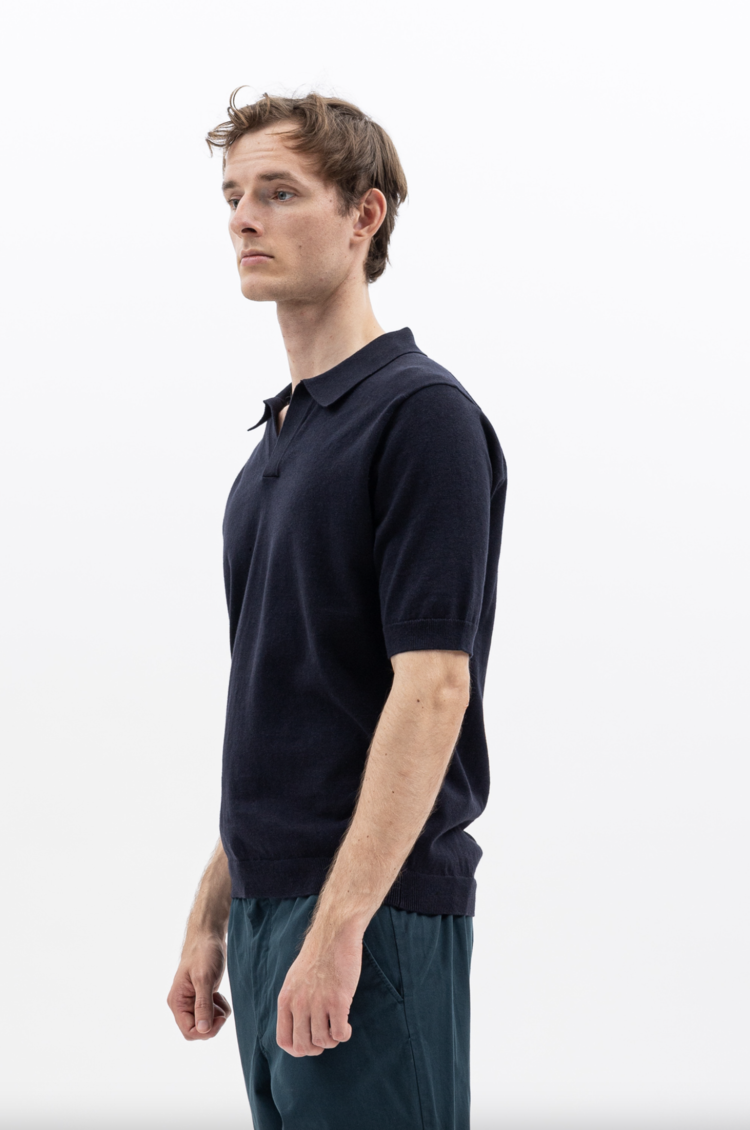 Norse Projects Leif Cotton Linen Polo 'Dark Navy'