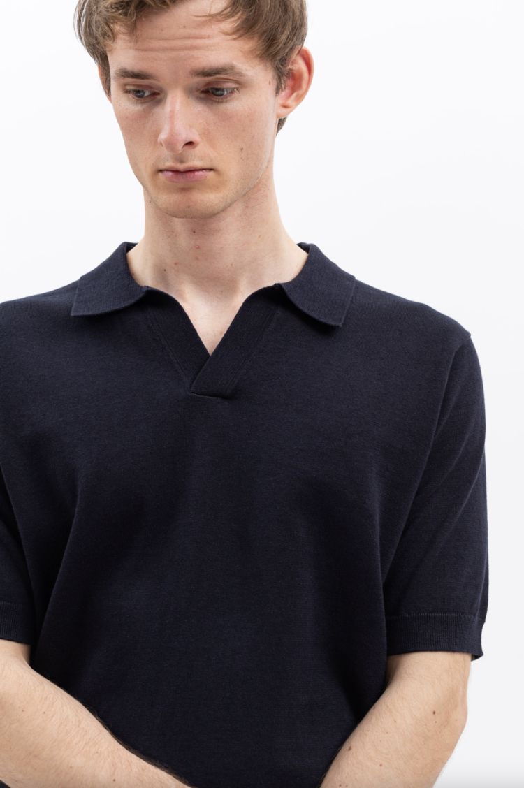 Norse Projects Leif Cotton Linen Polo 'Dark Navy'